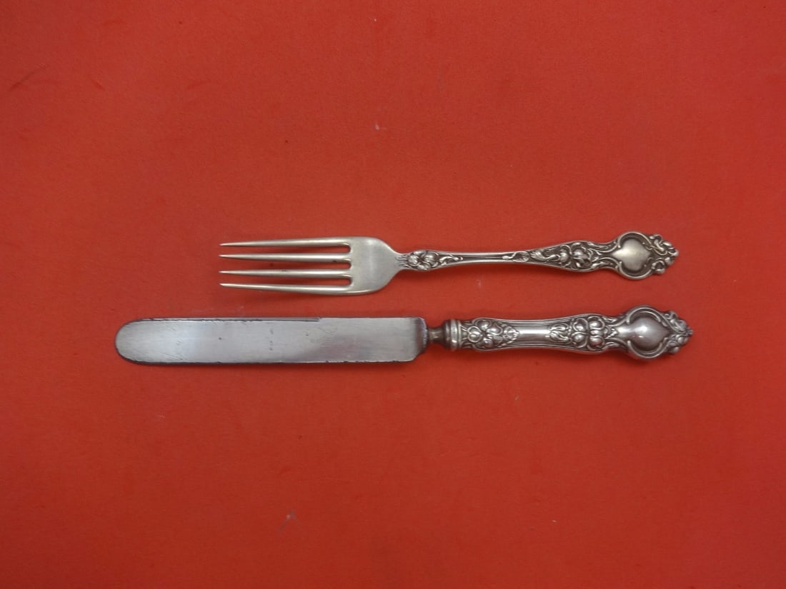 Wallace Violet 2pc Sterling Silver Junior Set Knife & Fork (1 of 1)