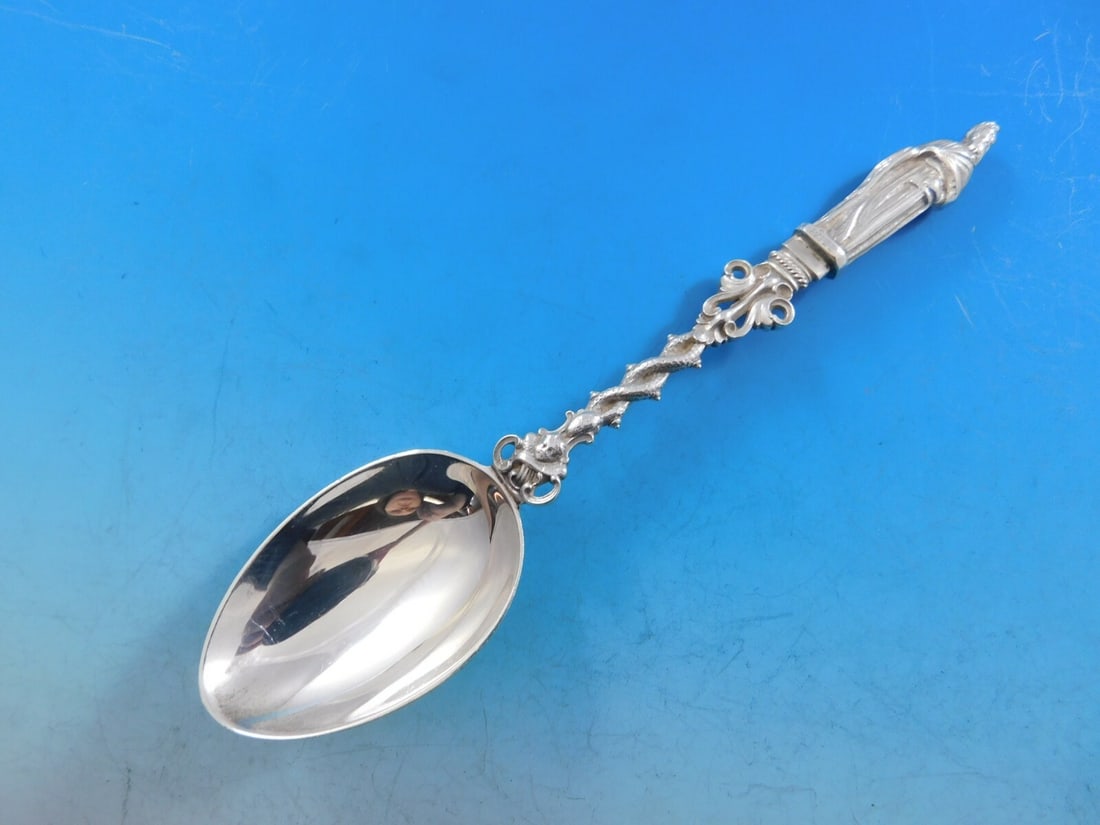 Gorham Apostles Large Sterling Silver Soup Spoon 6 5/8" F. Antoine Heller: Gorham Apostles Large Sterling Silver Soup Spoon 6 5/8" F. Antoine Heller This exquisite Apostles Large place soup spoon, crafted by Gorham, showcases the artistry of sterling silver. Measuring 6 5/8 