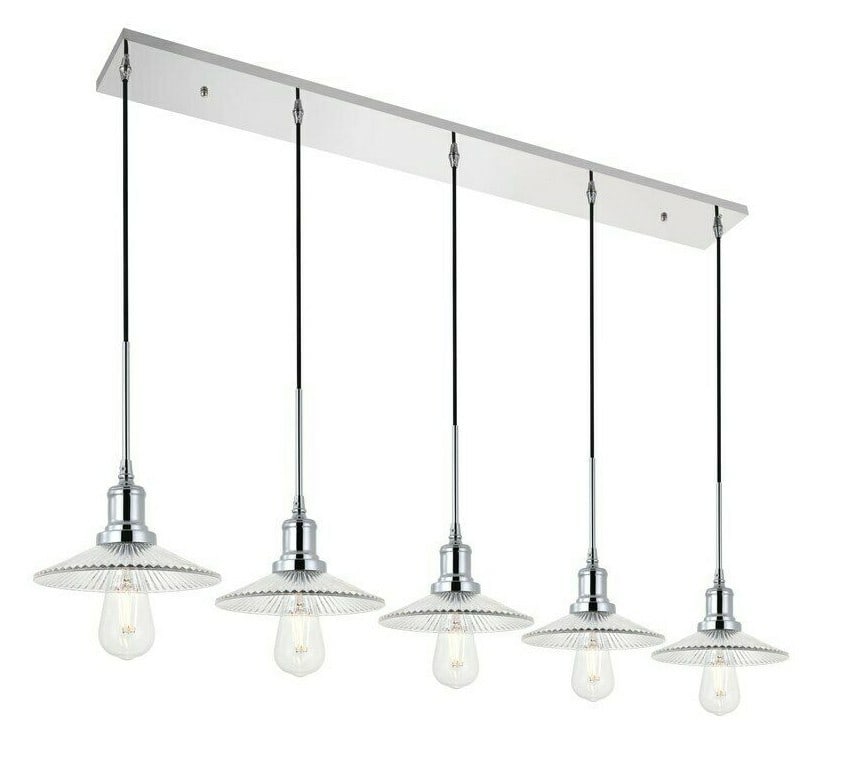 Waltz 5-Light Chrome Glass Pendant Chandelier 48 Inch (1 of 12)