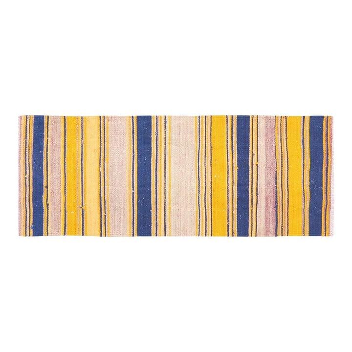Turkish Kurdish Wool Flatweave Kilim Rug 2'6" x 6'7" Yellow Vintage (1 of 3)