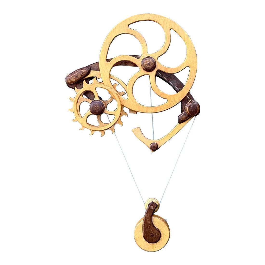 Handcrafted Maple Walnut Gear Wall Sculpture 20 x 34.5 (1 of 10)