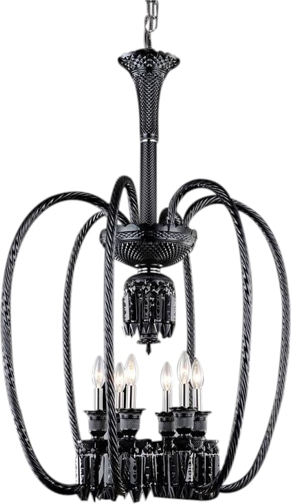Elegant Lighting Majestic 6-Light Bowl Chandelier Jet Black Crystal: Elegant Lighting Majestic 6-Light Bowl Chandelier Jet Black Crystal Illuminate your space with the stunning Majestic Black Crystal 6-Light Chandelier. This exquisite bowl chandelier features an elegan