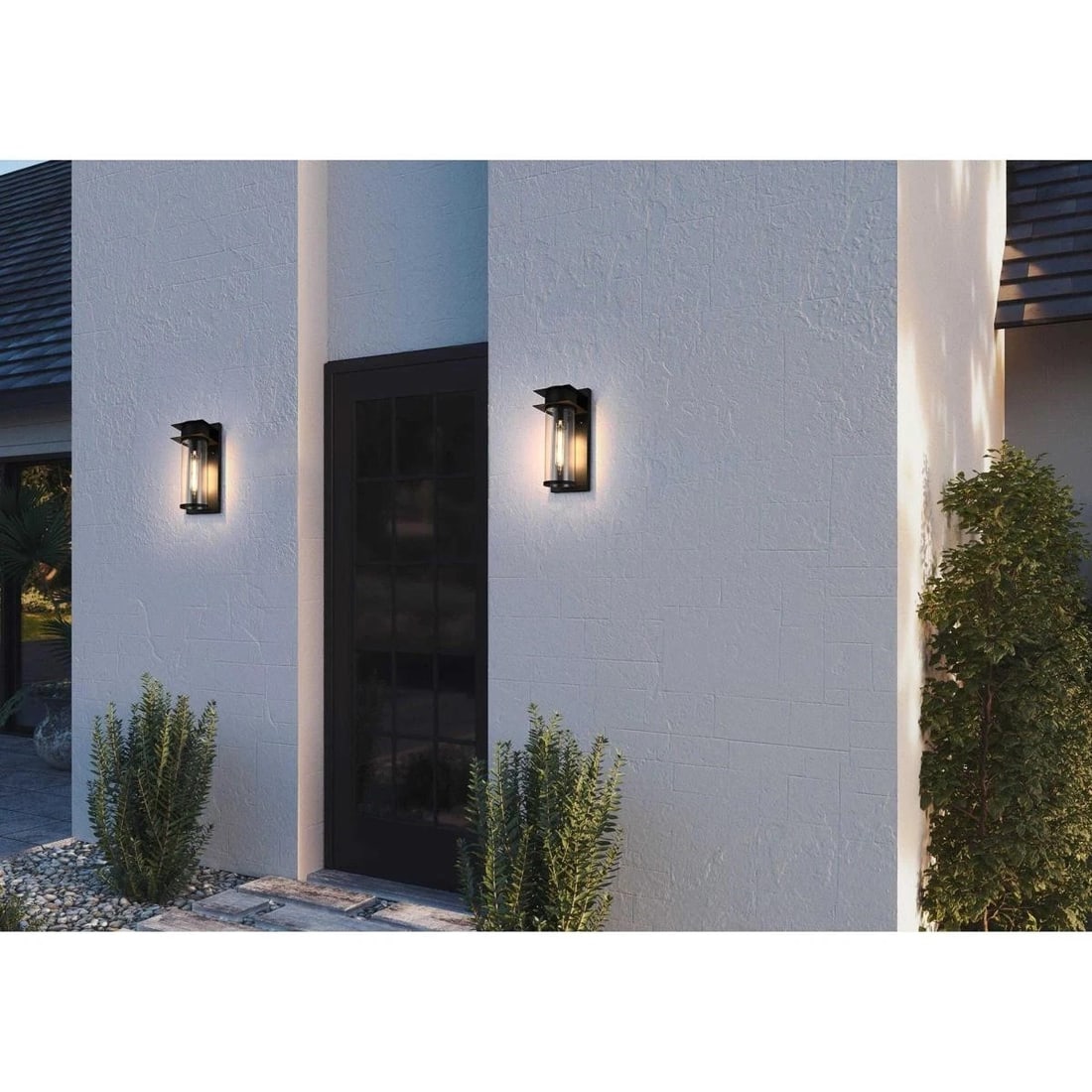 Westmont Black Outdoor Wall Light With Clear Glass 14 Inch Iron Fixture (1 of 9)