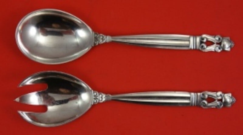 Georg Jensen Acorn Sterling Silver 2pc Relish Set 6 Inch (1 of 2)