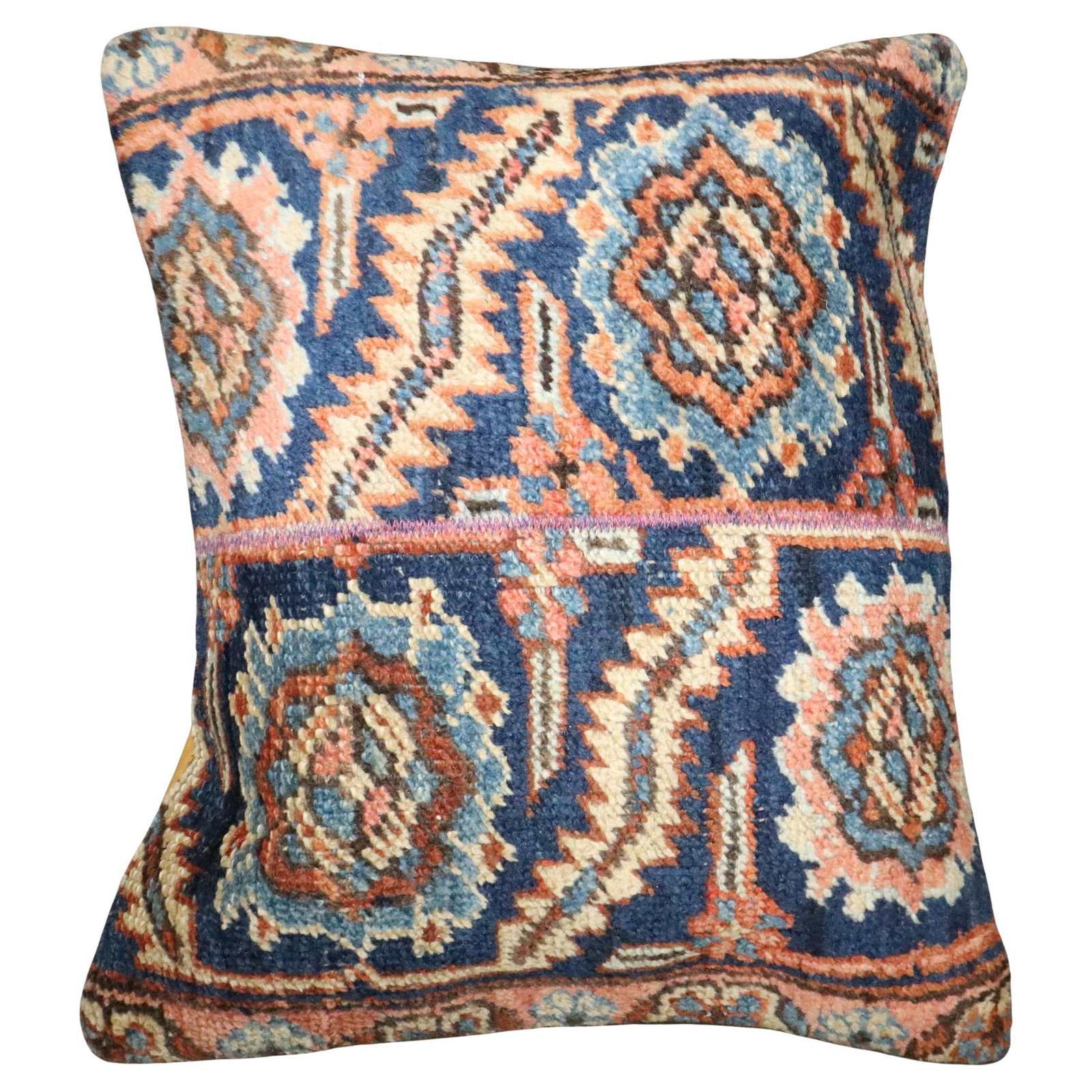 Zabihi Collection Antique Persian Heriz Sewn Pillow 20x24: Zabihi Collection Antique Persian Heriz Sewn Pillow 20x24 Enhance your living space with this stunning Antique Persian Heriz Sewn Rug Pillow, a perfect blend of comfort and style. This large pillow fe