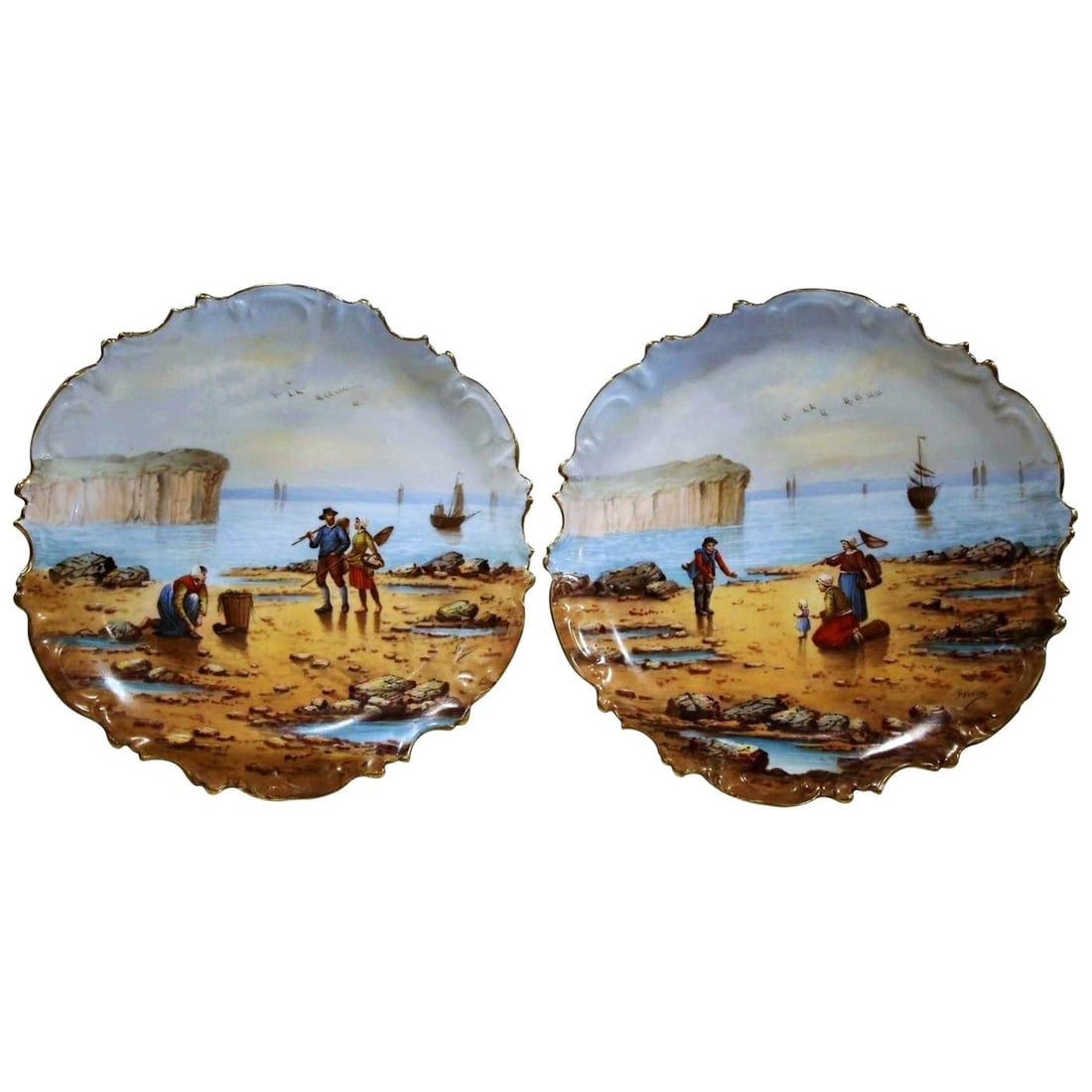 Set of 2 Antique 19th Century French Hand-Painted Porcelain Plates Signed Francis (1 of 10)