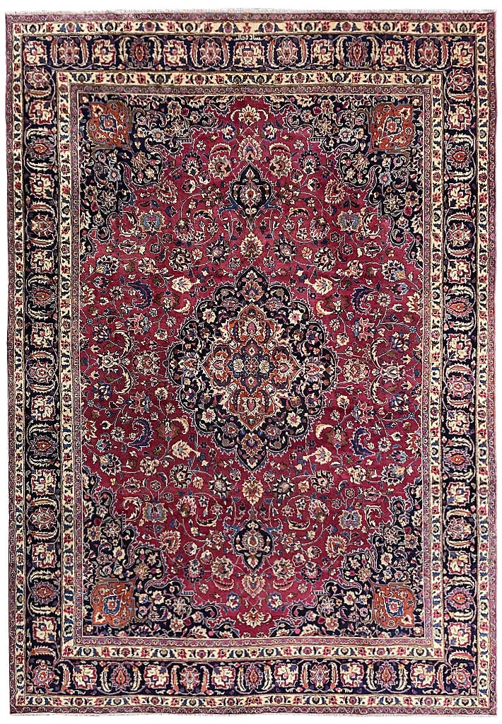 Quality Persian Mashad Rug 9.4 x 13.0 ft Elegant Design: Quality Persian Mashad Rug 9.4 x 13.0 ft Elegant Design Free continental US Shipping Enhance your living space with this exquisite 9.4 x 13.0 Quality Persian Mashad Rug. This rug showcases rich colors