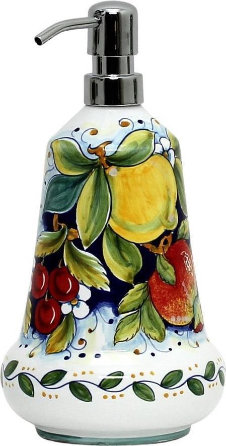 Deruta Frutta Hand-Painted Ceramic Soap Dispenser with Chrome Pump (1 of 4)