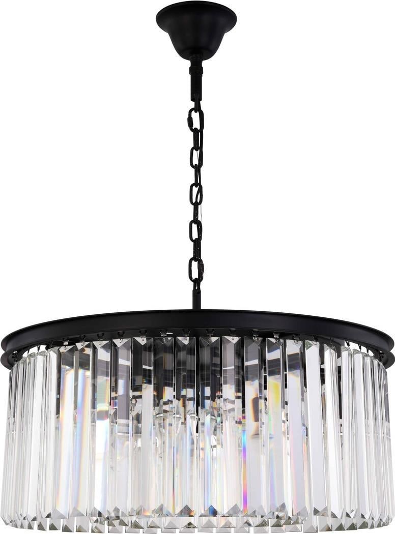 Elegant Lighting Sydney Pendant Light Crystal Matte Black 8 Bulbs (1 of 1)
