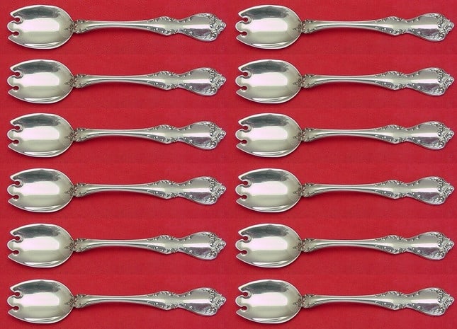 Towle Debussy Sterling Silver Ice Cream Forks Set 12pcs 6 inch: Towle Debussy Sterling Silver Ice Cream Forks Set 12pcs 6 inch Indulge in your dessert experience with this exquisite 12-piece set of ice cream dessert forks from the renowned Debussy pattern by Towle