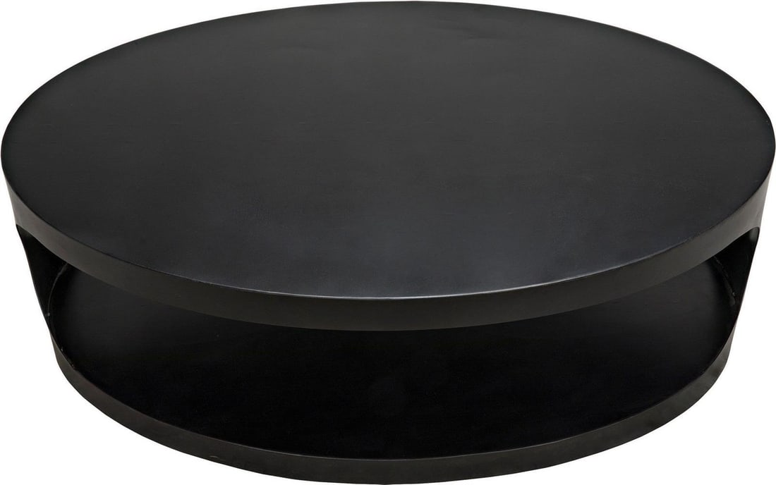 Noir Eclipse Oval Coffee Table Matte Black Industrial Style (1 of 6)
