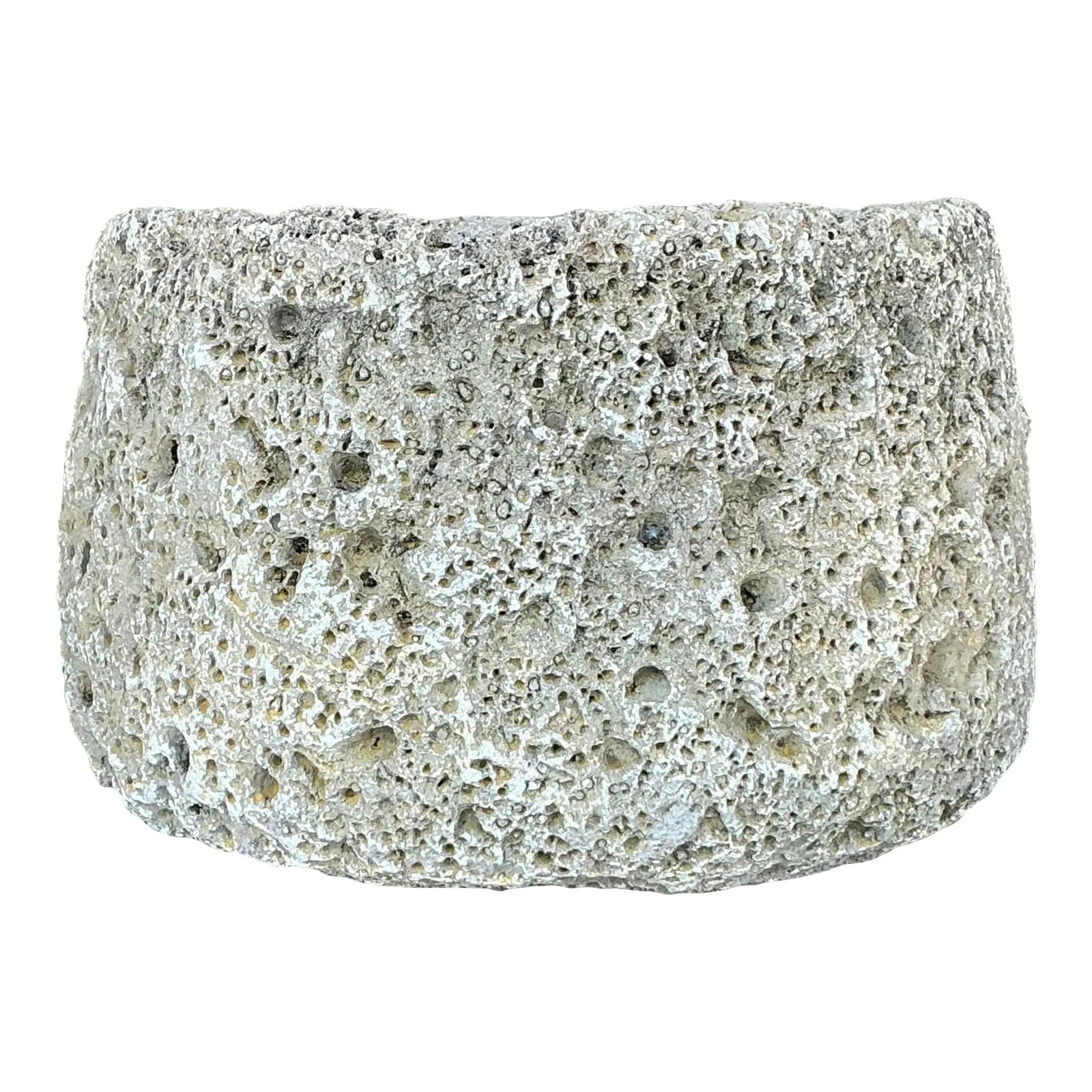 Vintage Boho Cast Cement Crater Planter Gray 8x8x5 (1 of 5)