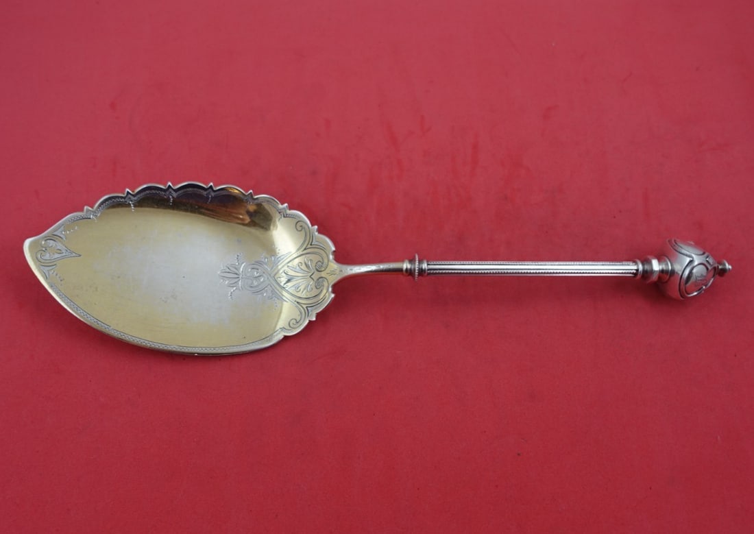 George Sharp Gothic Dome Sterling Silver Ice Cream Server 10 7/8": George Sharp Gothic Dome Sterling Silver Ice Cream Server 10 7/8" Introducing the Gothic Dome Ice Cream Server by George Sharp, a stunning serving piece crafted from high-quality sterling silver (.925