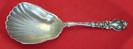 Unger Douvaine Sterling Silver Almond Scoop 6 1/8 Inch Serving Piece: Unger Douvaine Sterling Silver Almond Scoop 6 1/8 Inch Serving Piece This exquisite Douvaine almond scoop, crafted by Unger, showcases a beautiful Art Nouveau design. Made from high-quality sterling s