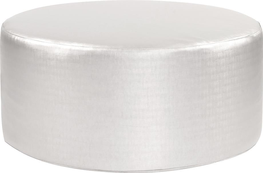 Howard Elliott Luxe Faux Leather Ottoman Slipcover Metallic Mercury Silver (1 of 1)