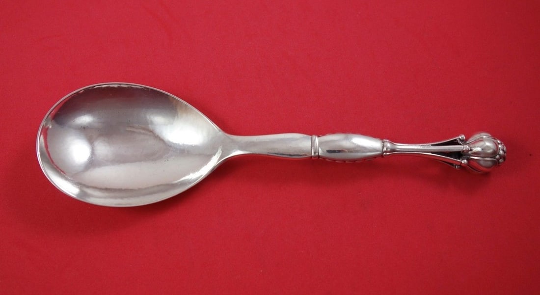 Georg Jensen Ornamental #38 Sterling Silver Berry Spoon 9 3/4" (1 of 2)