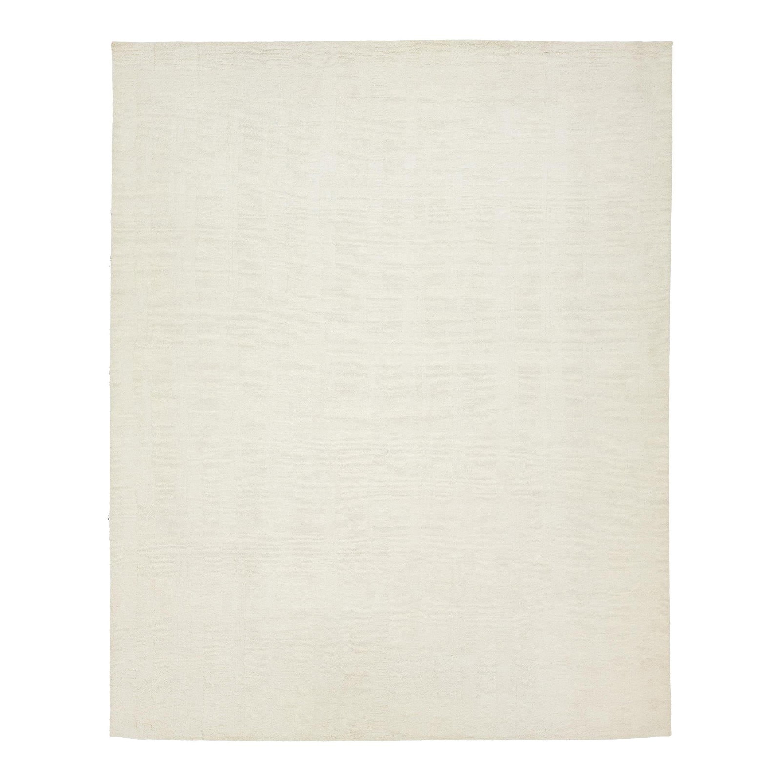 Ivory Hand-Knotted Wool Moroccan Style Rug 11'11 x 14'11: Ivory Hand-Knotted Wool Moroccan Style Rug 11'11 x 14'11 Enhance your living space with this stunning hand-knotted Moroccan-style wool rug. Boasting a captivating minimalist aesthetic, it features a n