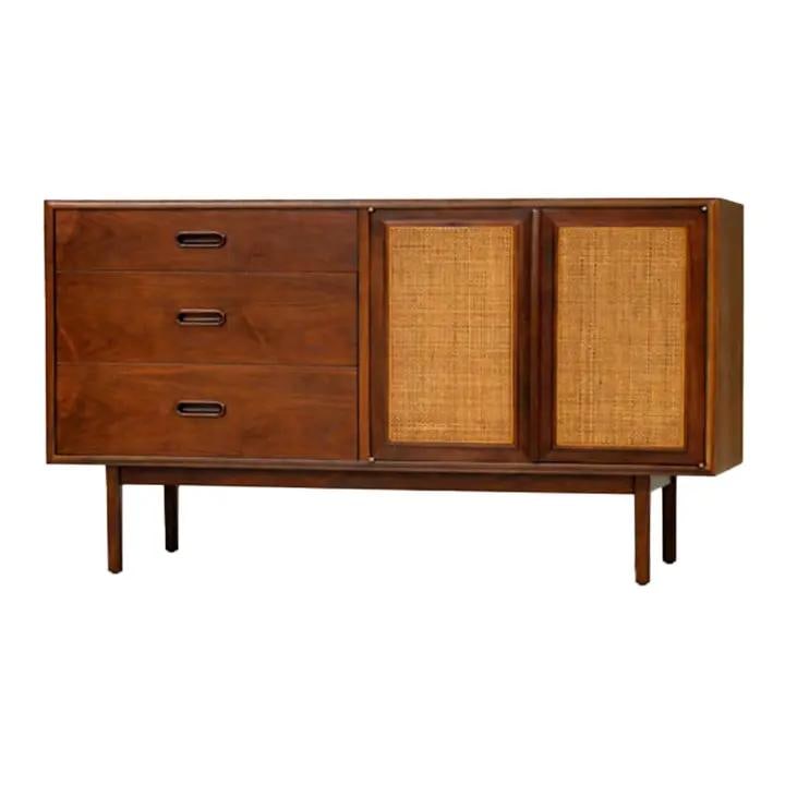 Mid Century Walnut and Cane Sideboard with Drawers by Founders 1960s (1 of 9)