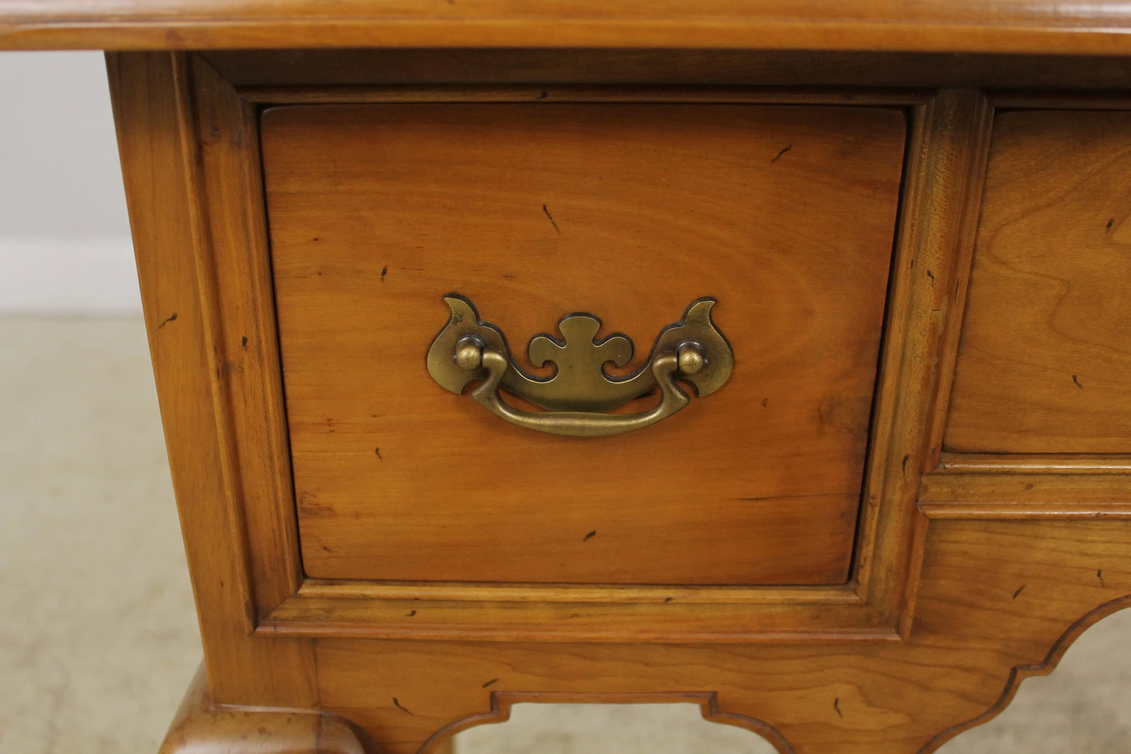 Stickley Queen Anne Cherry Lowboy Table Solid Brass Hardware - 10