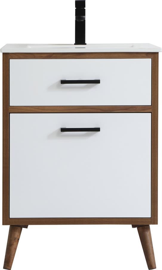 Elegant Lighting 24 Inch Mid-Century Bathroom Vanity Matte White (1 of 1)