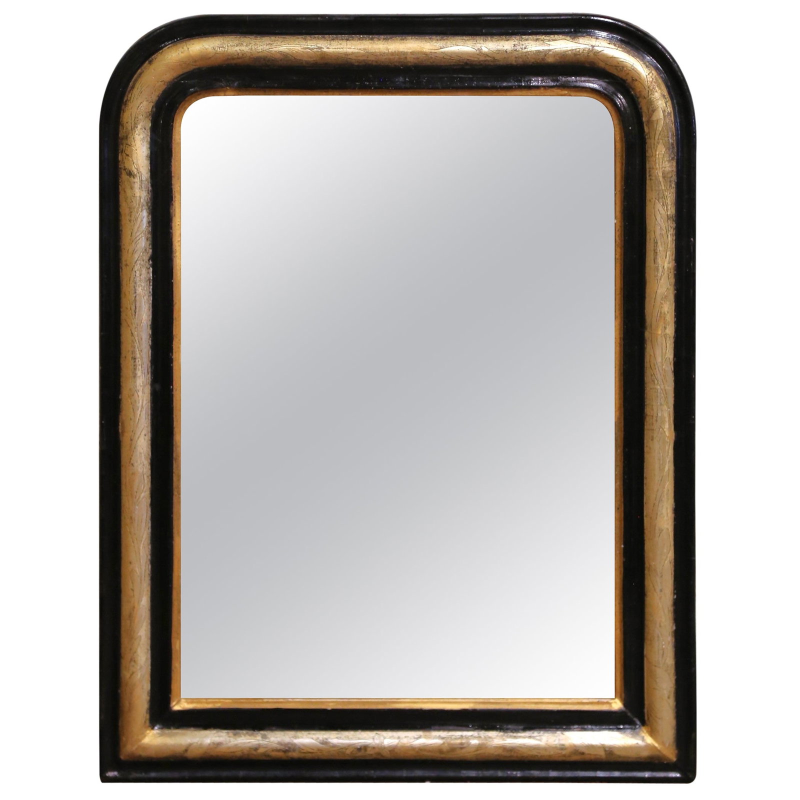 19th Century French Louis Philippe Two-Tone Giltwood Ebonized Wall Mirror (1 of 6)