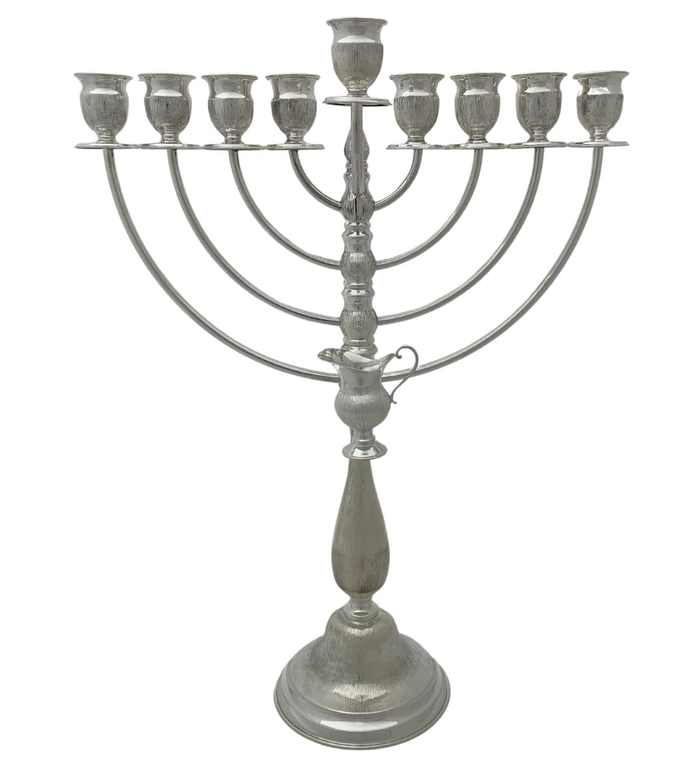 Tall Handmade 925 Sterling Silver Modern Round Menorah 21.25 Inches (1 of 3)