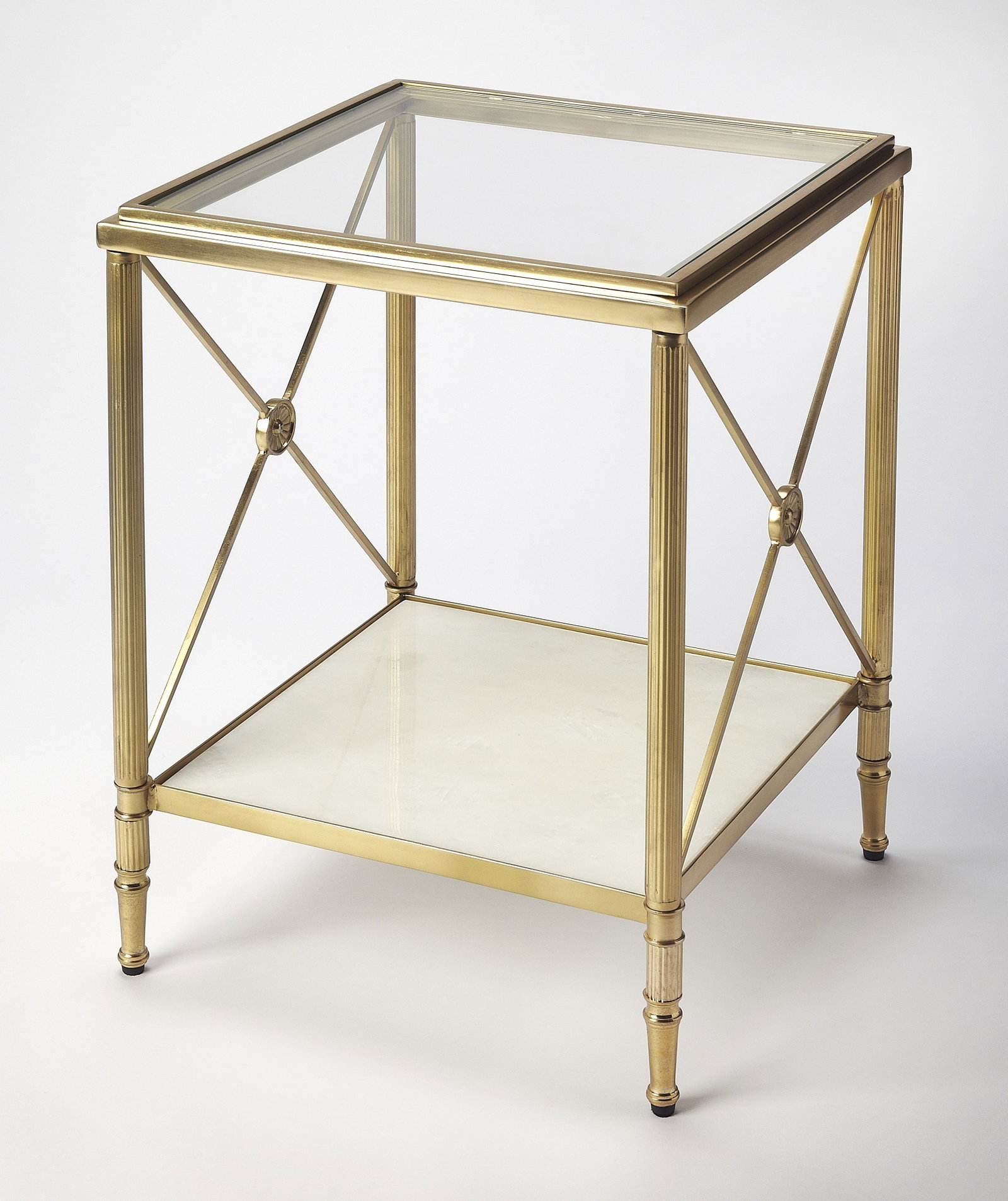 Butler Taren Modern Gold End Table with Marble and Glass (1 of 3)