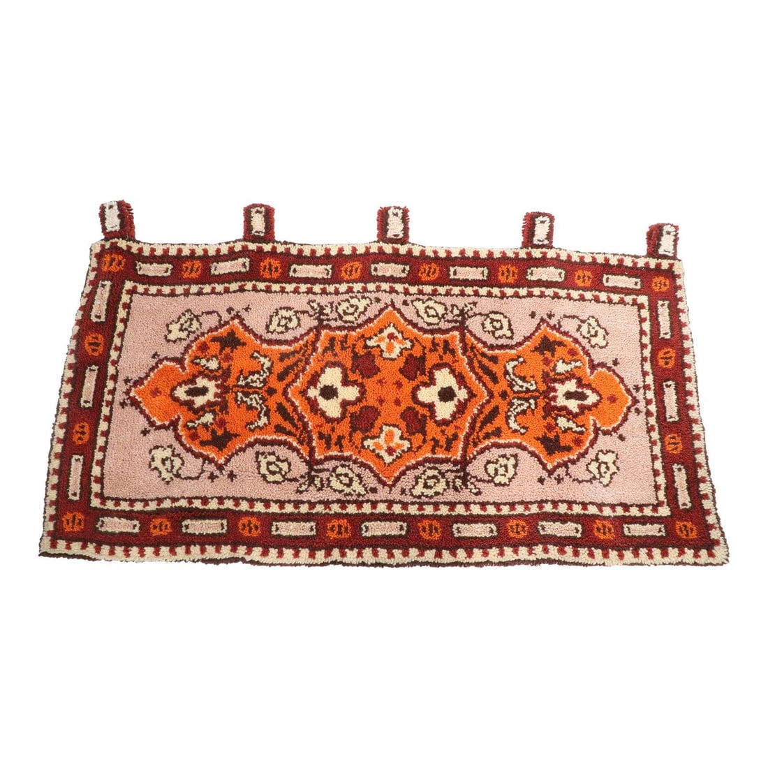 1970s Textile Wall Art in Burnt Orange Hooked Rug Style (1 of 7)
