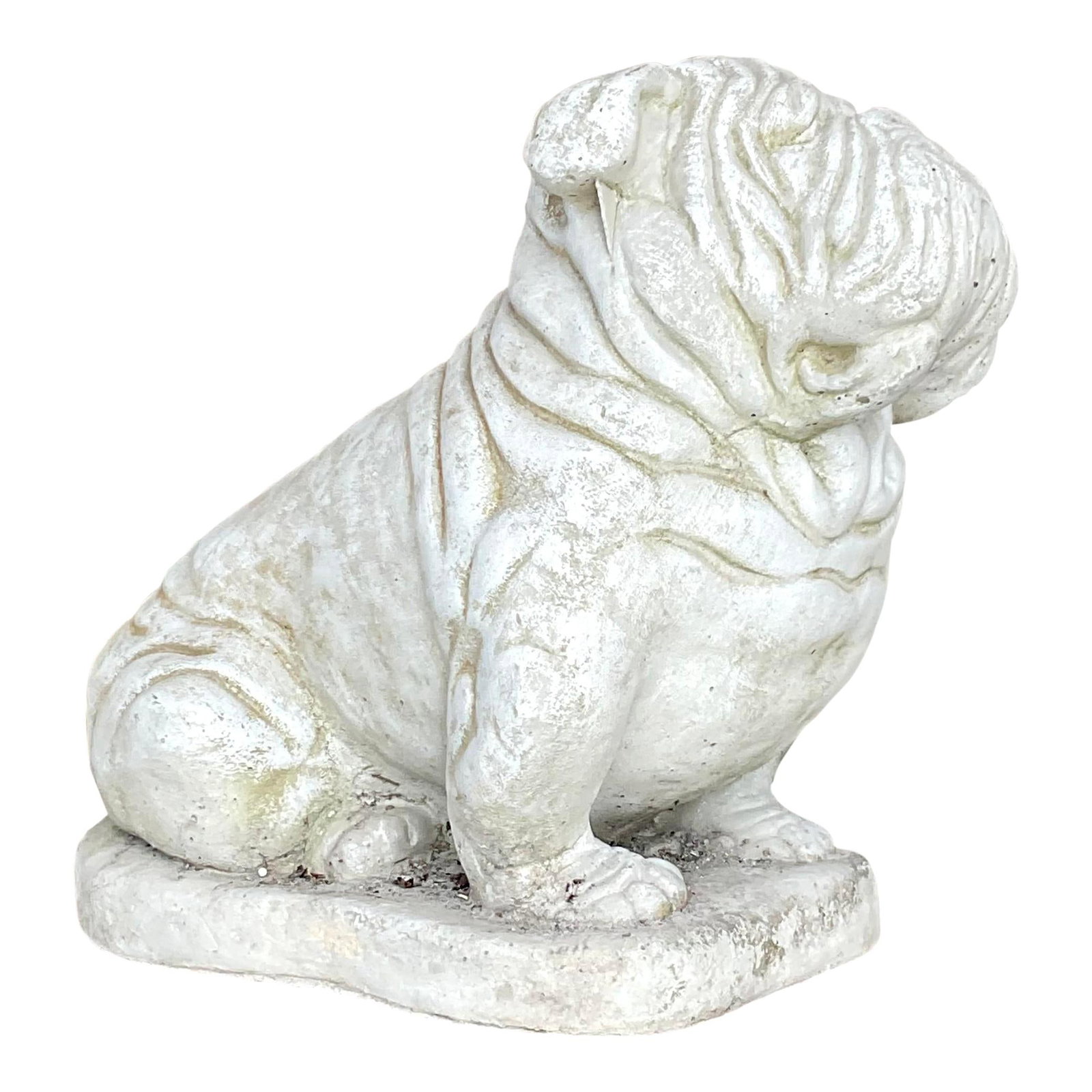 Whimsical Vintage Boho Cement Bulldog Statue for Garden Decor (1 of 5)