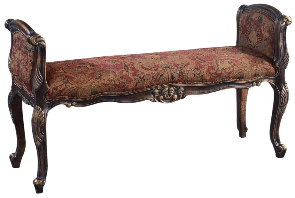 Elegant French Style Window Bench in Red Chenille (1 of 1)