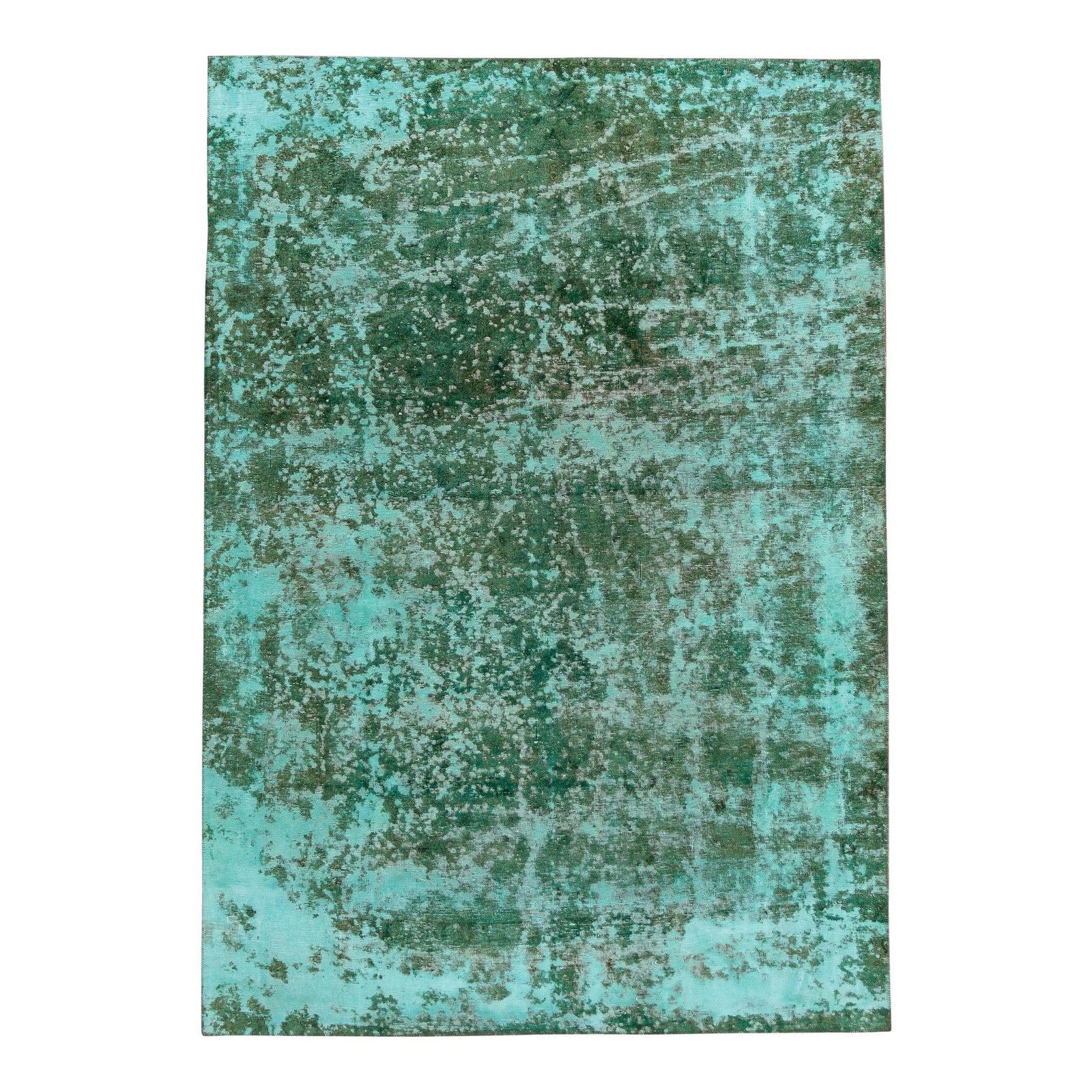 Vintage Handmade Emerald Green Wool Rug 6'9" x 9'8" Abstract Design (1 of 10)