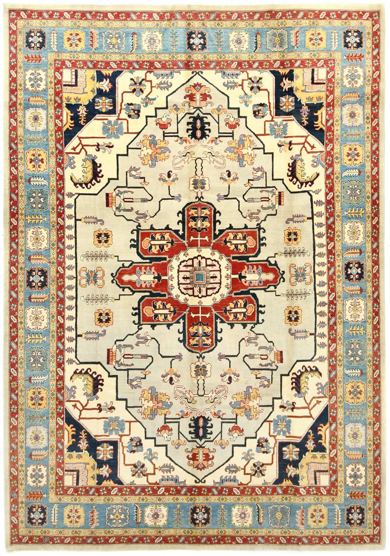 Extra Large Vintage Heriz Serapi Wool Rug 9'11 x 14'0 Geometric Design: Extra Large Vintage Heriz Serapi Wool Rug 9'11 x 14'0 Geometric Design Enhance your living space with this stunning Extra Large Heriz Serapi Oriental Rug. Measuring 9'11" x 14'0", this beautifully han