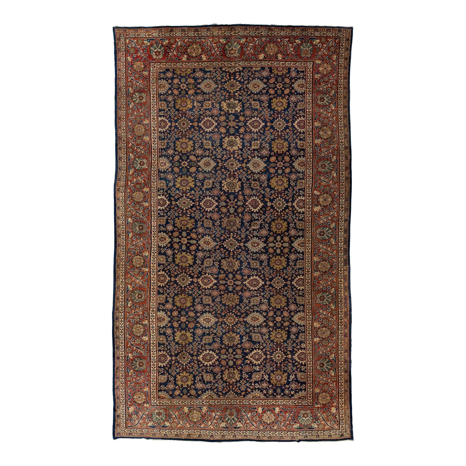 Antique 1900s Hand-Knotted Sultanabad Wool Rug 11'9 x 20'9 Blue Floral: Antique 1900s Hand-Knotted Sultanabad Wool Rug 11'9 x 20'9 Blue Floral Enhance your living space with this exquisite Antique Persian Sultanabad Wool Rug, expertly hand-knotted in the 1900s. Featuring 