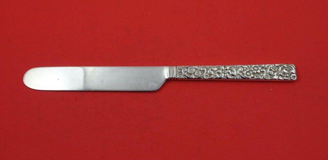 Jacobi & Jenkins Repousse Sterling Silver Square Handle Tea Knife 7.5" (1 of 2)