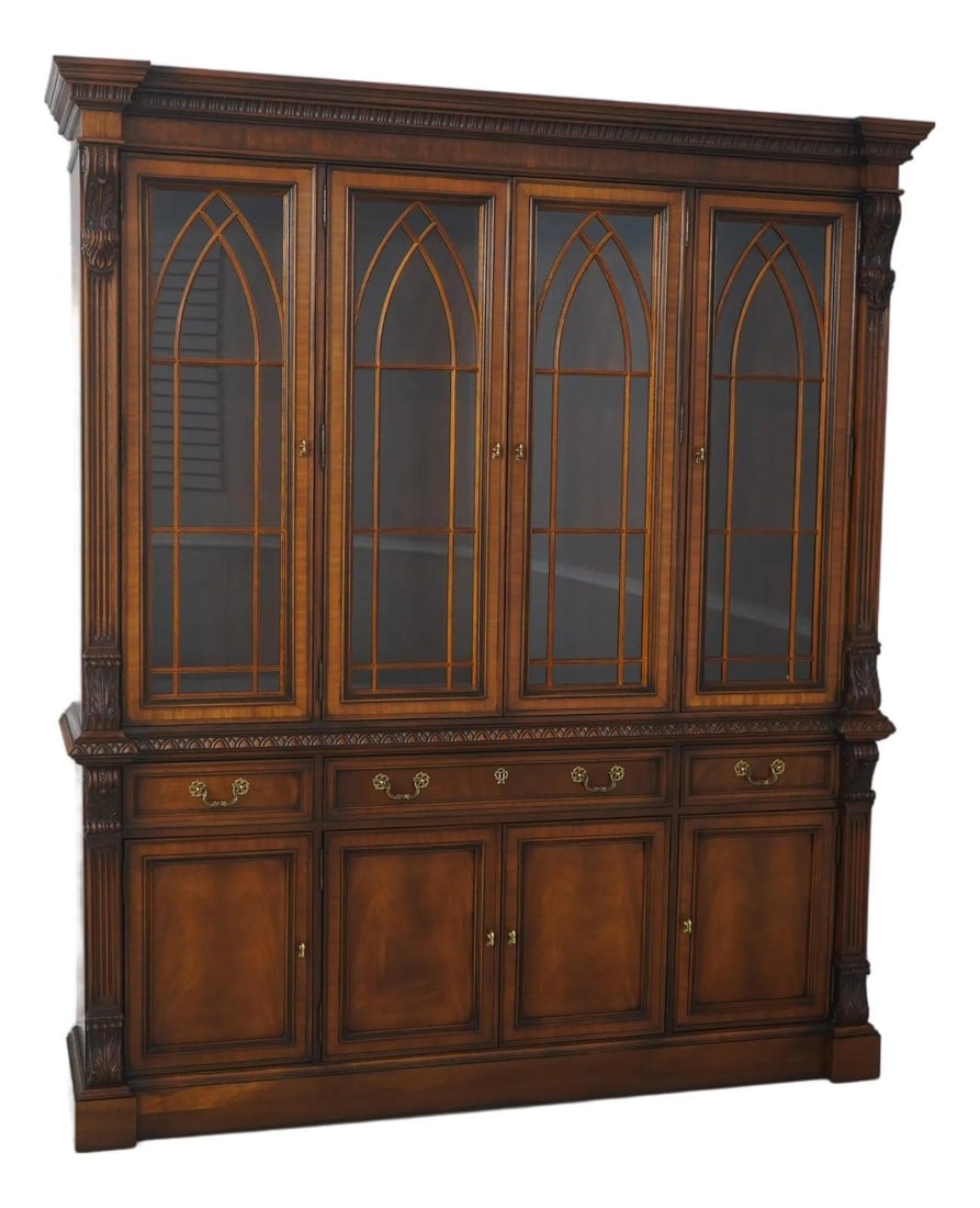 James River Collection Mahogany Breakfront Cabinet With Glass Doors And Brass Hardware (1 of 10)