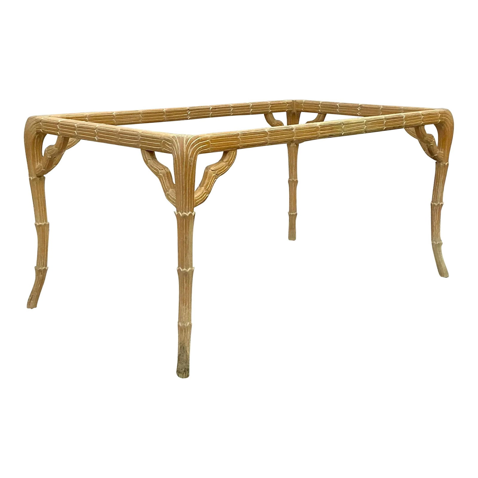 Vintage Regency Faux Bois Dining Table Pedestal Ecru Wood (1 of 7)