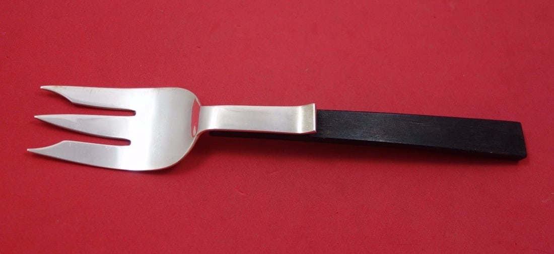 Allan Adler Town and Country Sterling Silver 3-Tine Cold Meat Fork with Ebony Handle (1 of 1)