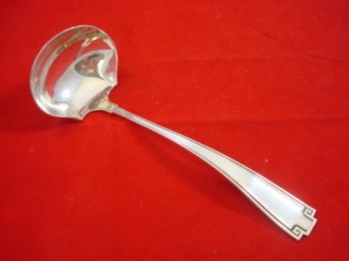 Gorham Etruscan Sterling Silver Gravy Ladle 7 Inch: Gorham Etruscan Sterling Silver Gravy Ladle 7 Inch This exquisite gravy ladle is crafted from high-quality sterling silver and features the elegant Etruscan pattern by Gorham. Measuring 7 inches, this