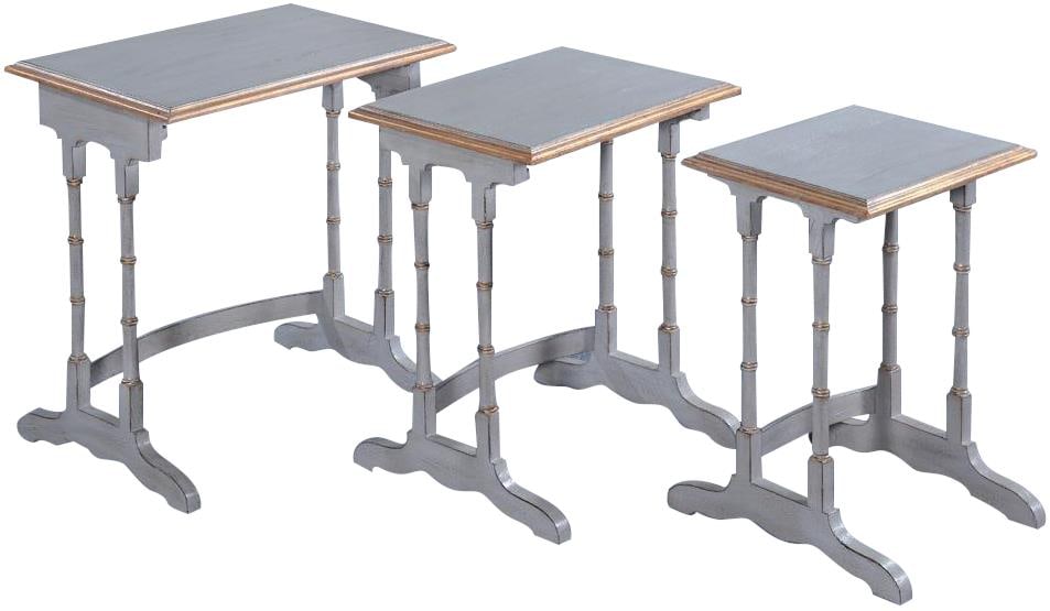 Stylish Bamboo Nesting Tables in Solid Mango with Gold Accents (1 of 5)