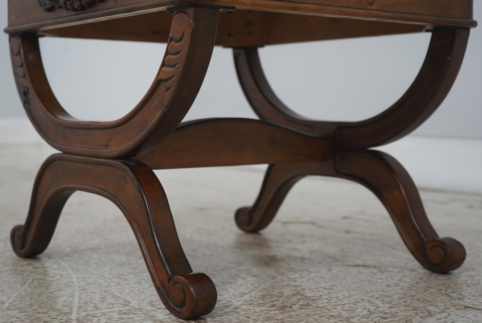 Pair Regency Walnut X Base Foot Stools - 2