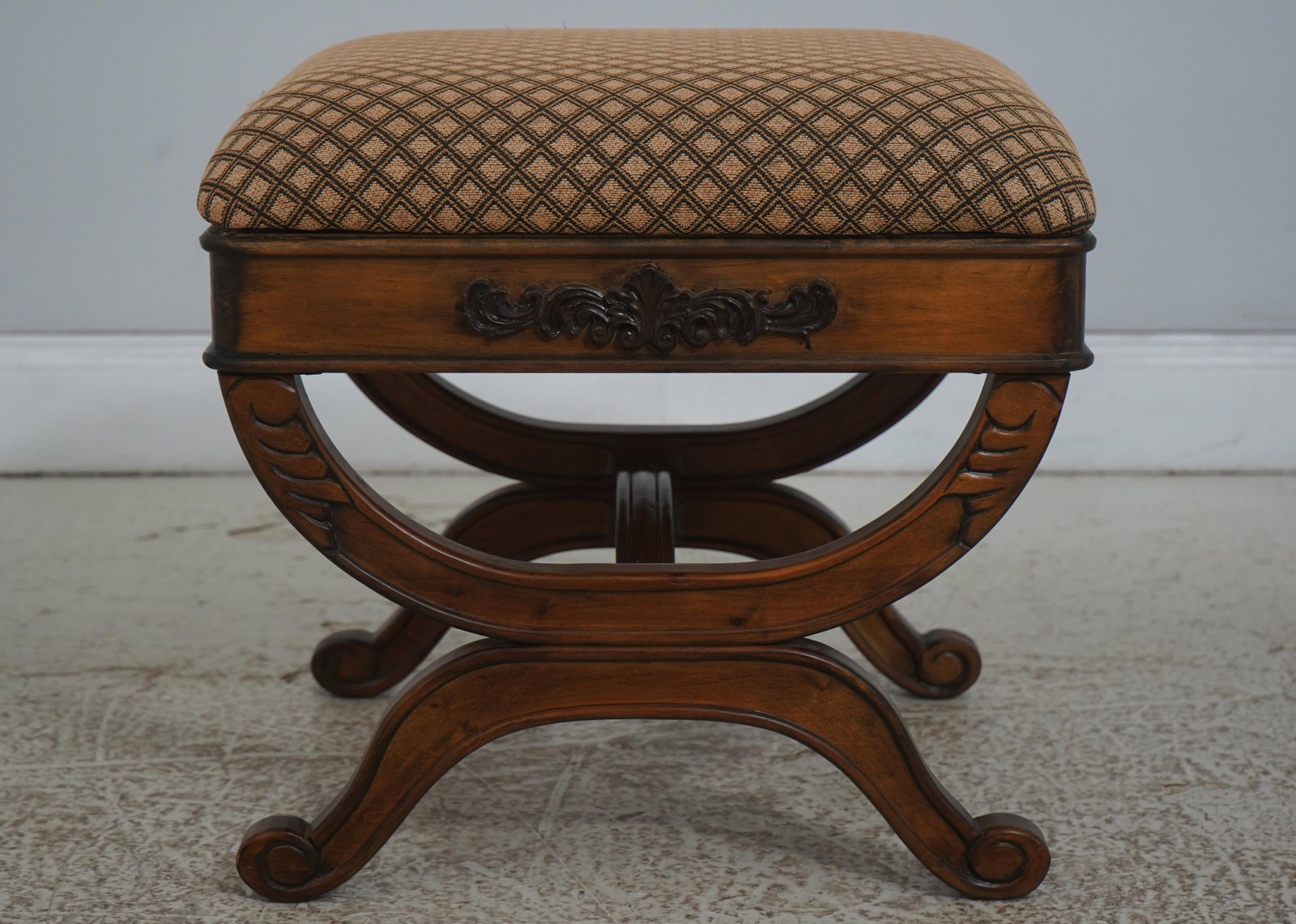 Pair Regency Walnut X Base Foot Stools - 3