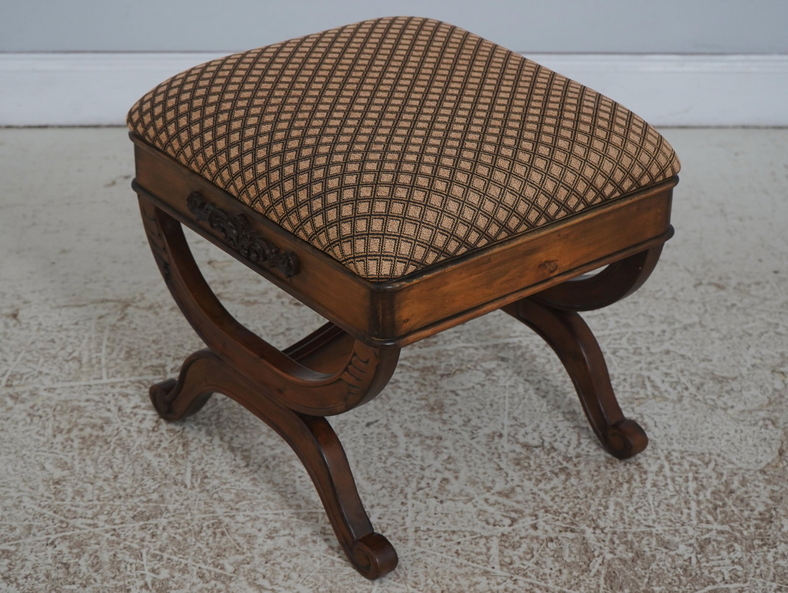 Pair Regency Walnut X Base Foot Stools - 4