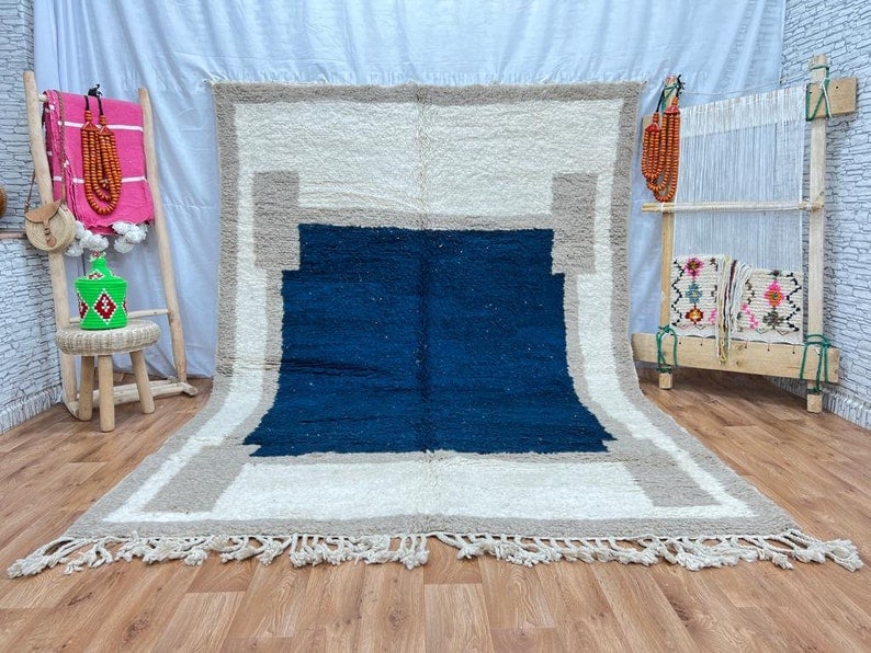 Authentic Handwoven Berber Rug 100% Sheep Wool Morocco 8 x 5 Feet: Authentic Handwoven Berber Rug 100% Sheep Wool Morocco 8 x 5 Feet This stunning authentic rug is handwoven in the Atlas Mountains by local Berber women weavers, utilizing traditional tools and natural