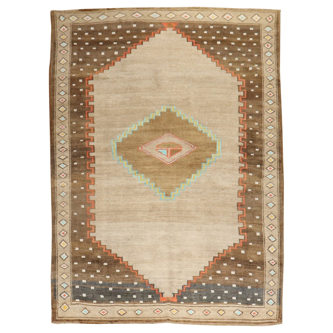 Zabihi Collection Vintage Turkish Tribal Rug 6'10 x 9'4 Hand-Knotted Wool: Zabihi Collection Vintage Turkish Tribal Rug 6'10 x 9'4 Hand-Knotted Wool Explore the elegant design of the Zabihi Collection Geometric Vintage Turkish Room Size Rug, a stunning piece perfect for enha