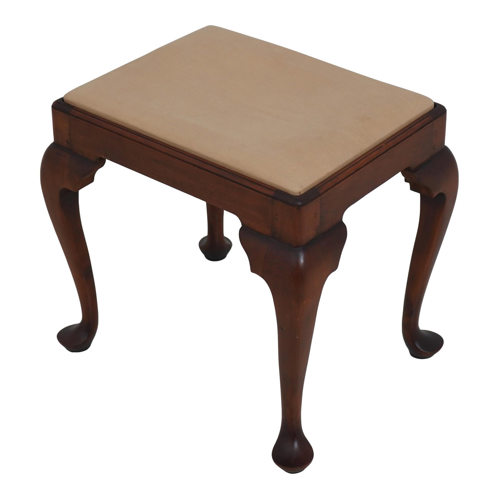 Eldred Wheeler Queen Anne Cherry Handcrafted Stool Brown Upholstery (1 of 10)
