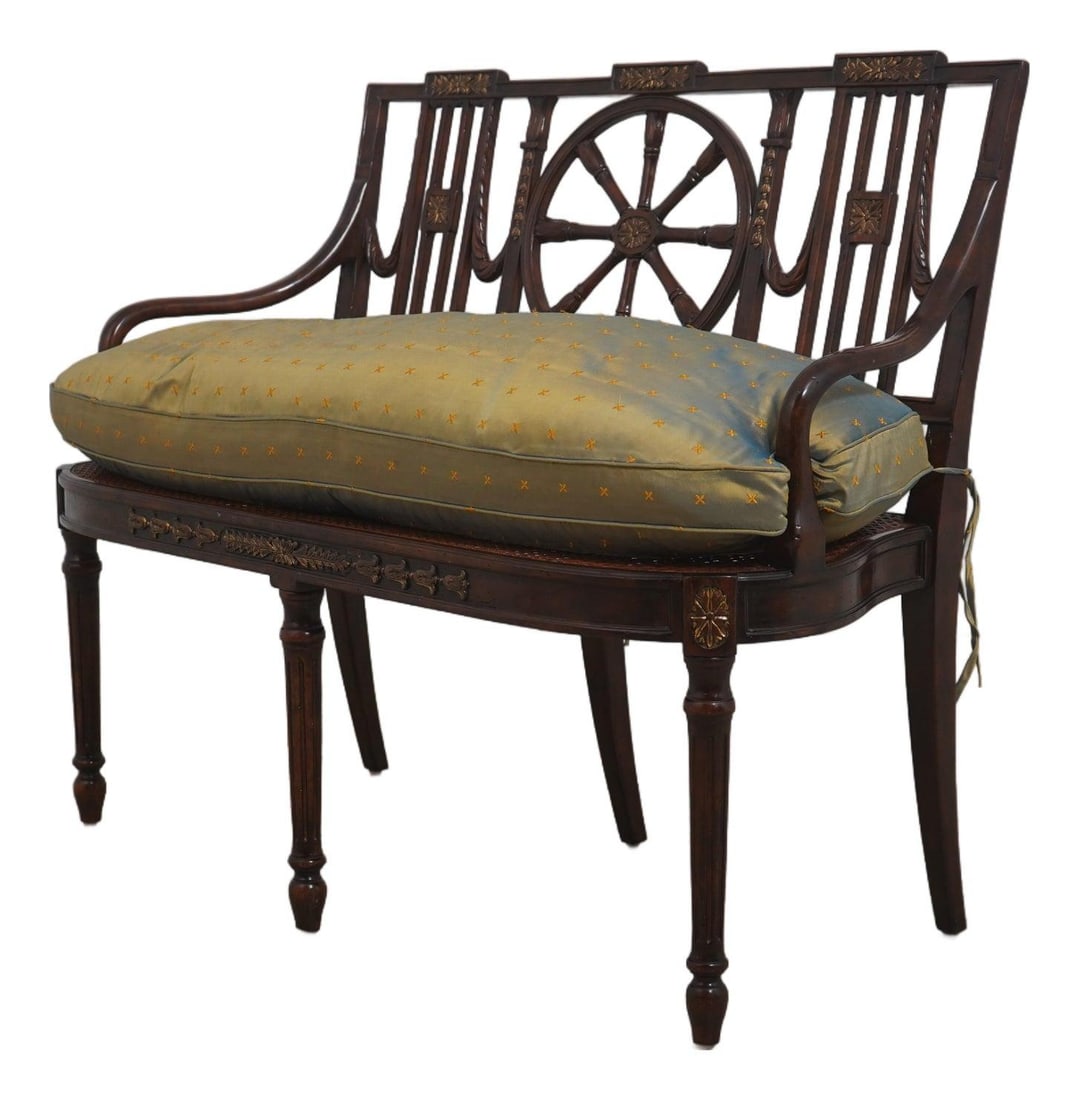 Cane settee Theodore Alexander wheel back neoclassical style (1 of 10)