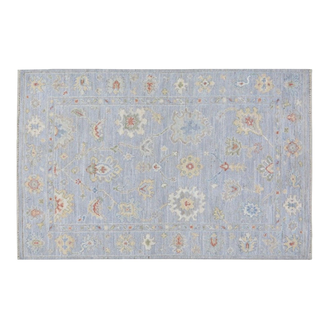Slate Gray Wool Oushak Area Rug Hand Knotted 4'x6'2" Turkish: Slate Gray Wool Oushak Area Rug Hand Knotted 4'x6'2" Turkish This Turkish Oushak hand-knotted wool rug is crafted using traditional rug-making techniques, blending timeless artistry with a modern desi