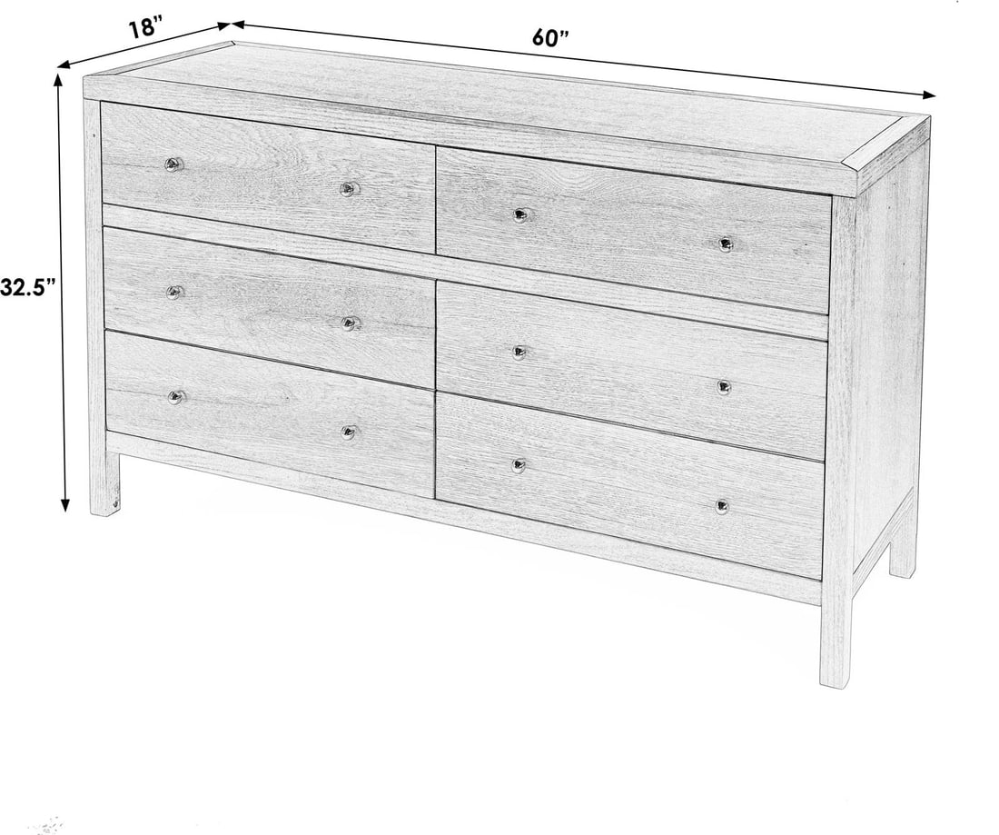 Butler Nora White Rectangular Dresser Acacia Oak MDF (1 of 1)