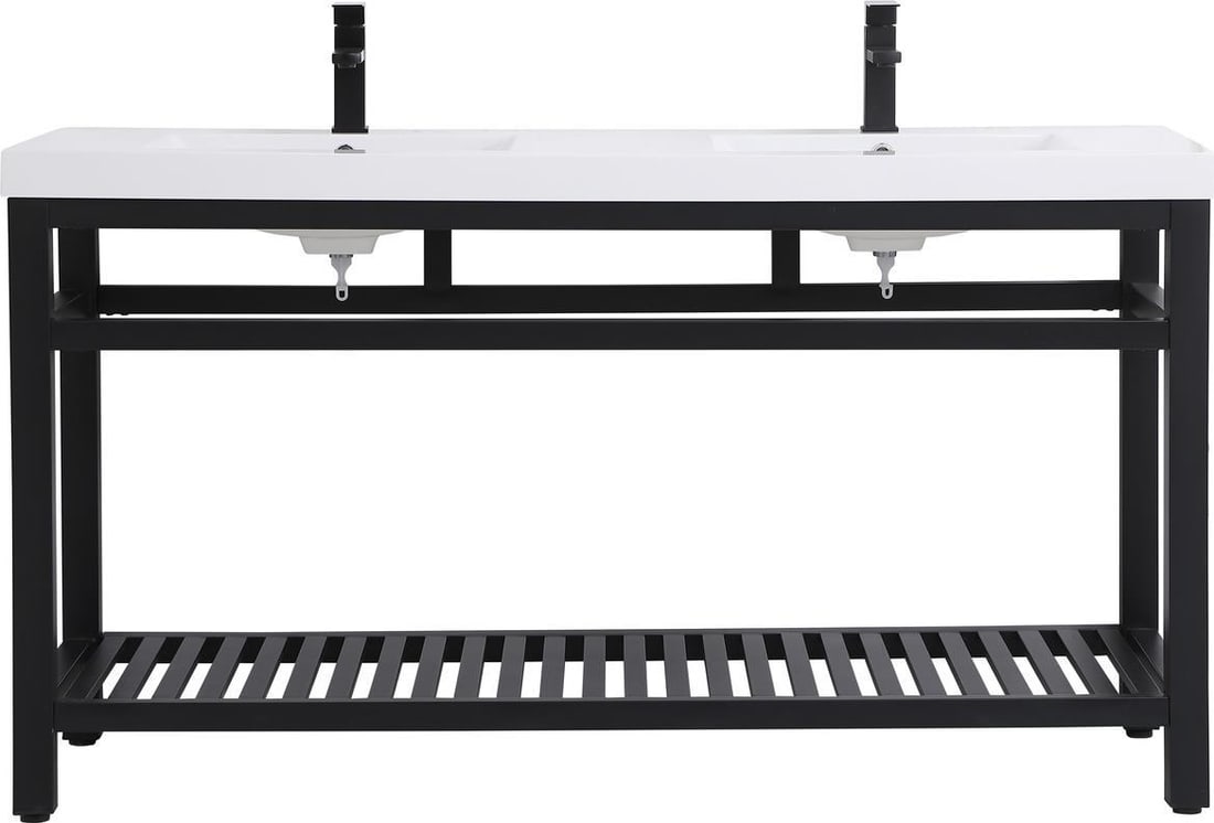 Elegant Lighting Modern Black Double Bathroom Vanity 60" (1 of 1)