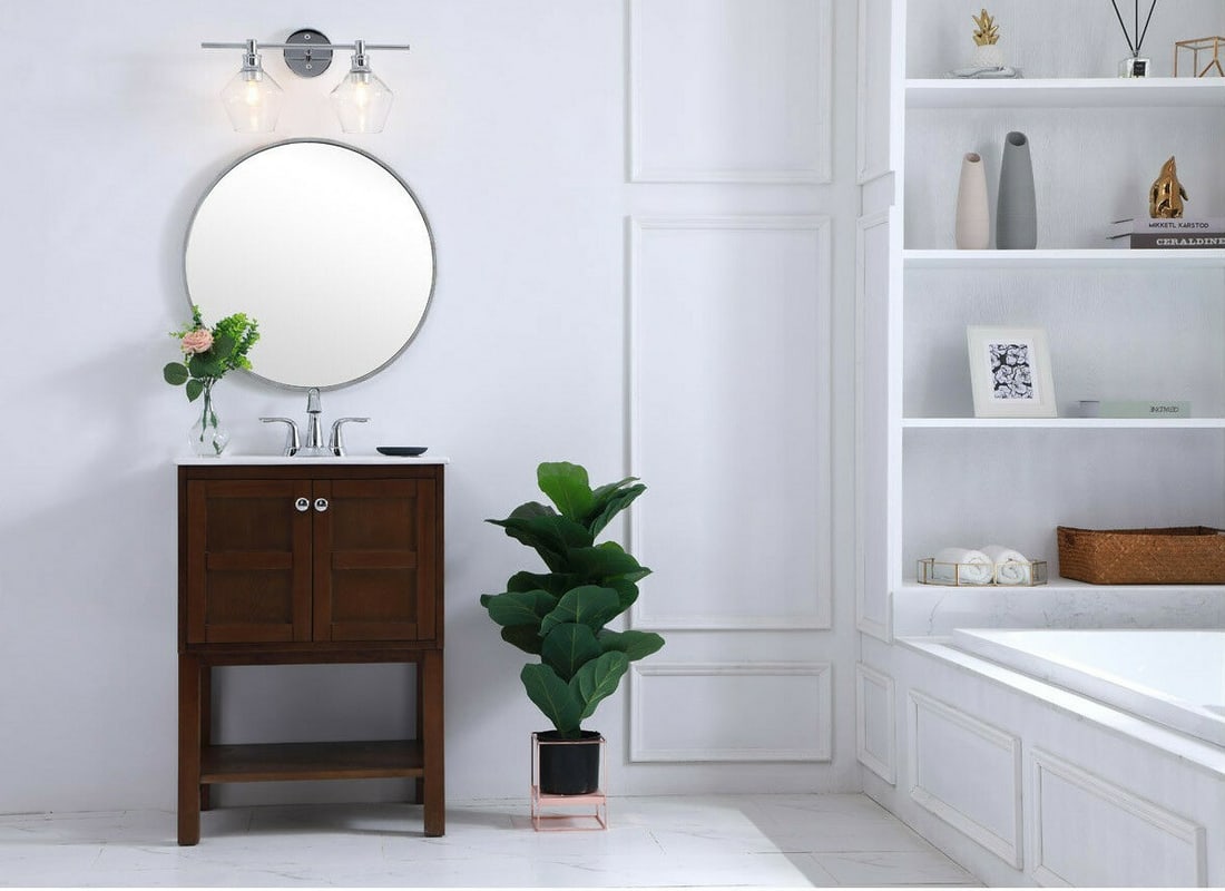 Gene Chrome Metal Wall Sconce with Clear Glass Shades: Gene Chrome Metal Wall Sconce with Clear Glass Shades This modern chrome wall sconce features two lights with clear glass shades, offering a sleek and contemporary look for a variety of indoor spaces 